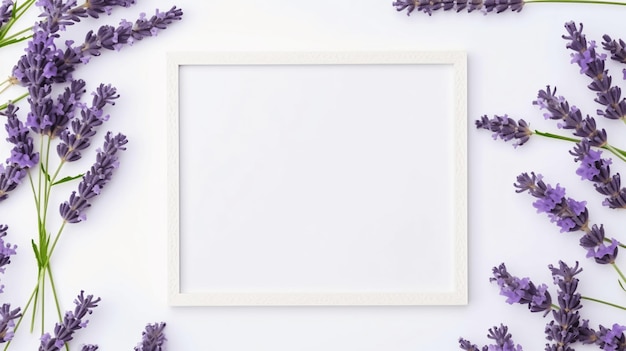 Branches of lavender and photo frame mockup