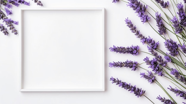 Branches of lavender and photo frame mockup