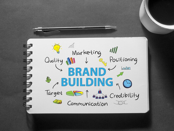 Foto brand building business marketing woorden typografie concept