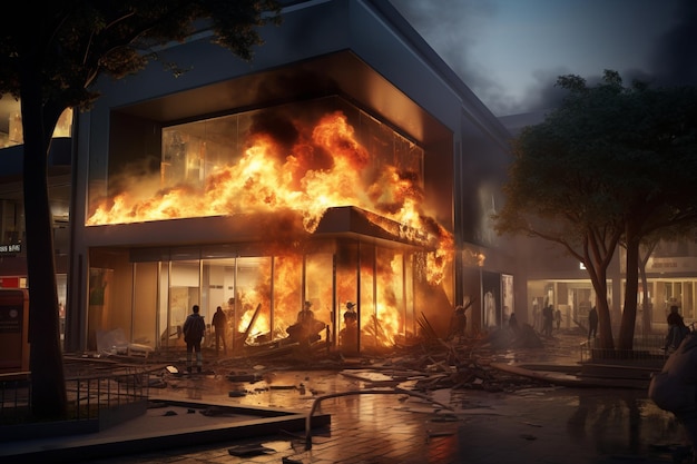 Brand in een winkelcentrum Mooie illustratiefoto Generatieve AI