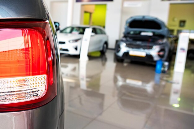 Brand new cars at the dealer showroom