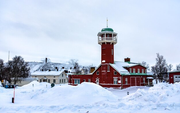 Brand uitkijktoren in kiruna lapland zweden