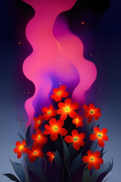 Brandende bloemen behang Bloemen in brand