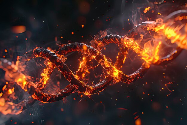 Foto brandende deoxyribonucleïnezuur ai-technologie gegenereerde afbeelding