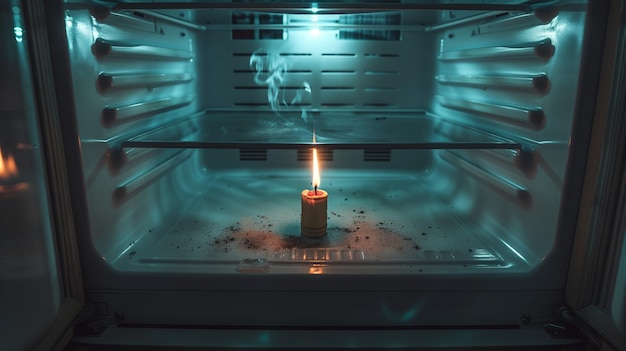 Brandende kaars in de koelkast Generatieve AI