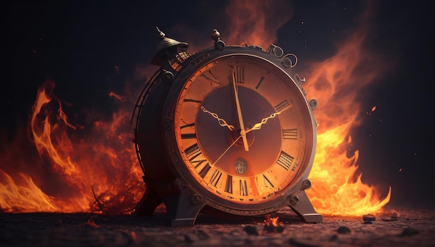 Brandende klok De brandende klok vertegenwoordigt de kwetsbaarheid van de tijd