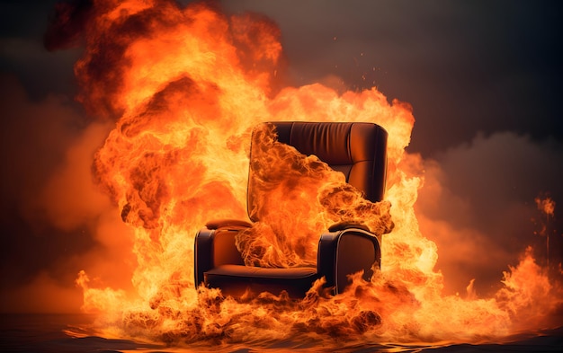 Brandende stoel in huis