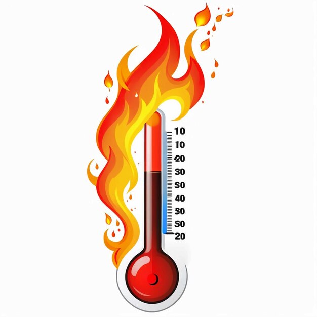 Foto brandende thermometer op witte achtergrond