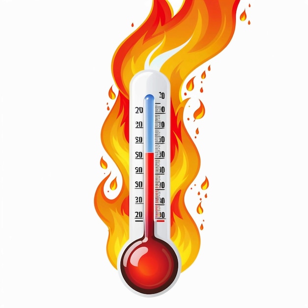 Foto brandende thermometer op witte achtergrond