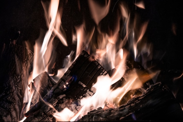 Foto brandende vlam, vuur close-up