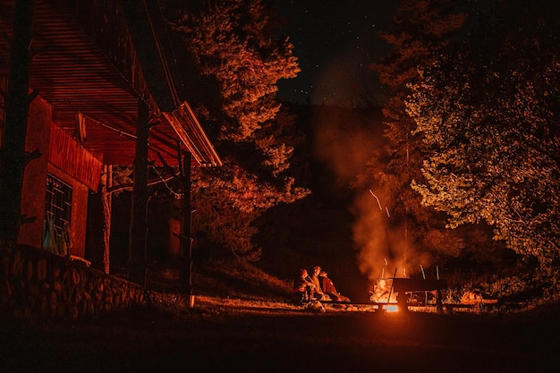 Brandhout Brandend Vuur Concept van houtverwarming Brand hitte vlam