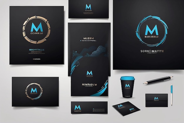 Photo branding identity corporate m logo vector design template