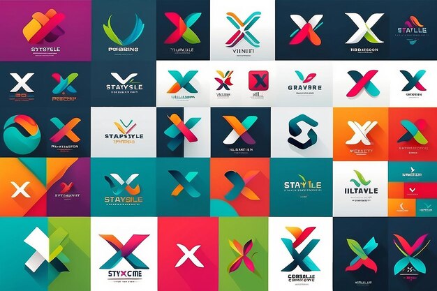 Photo branding identity corporate x logo vector design template