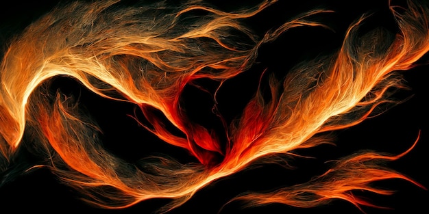 Brandvlam op zwarte achtergrond. Digitale illustratie