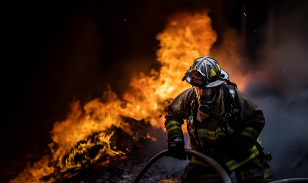 Brandweerlieden blussen een brand met behulp van Twirl watermist type brandblusser om te vechten met de