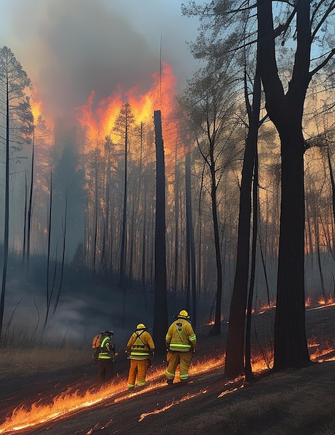 brandweerman geeft water aan het wildvuur