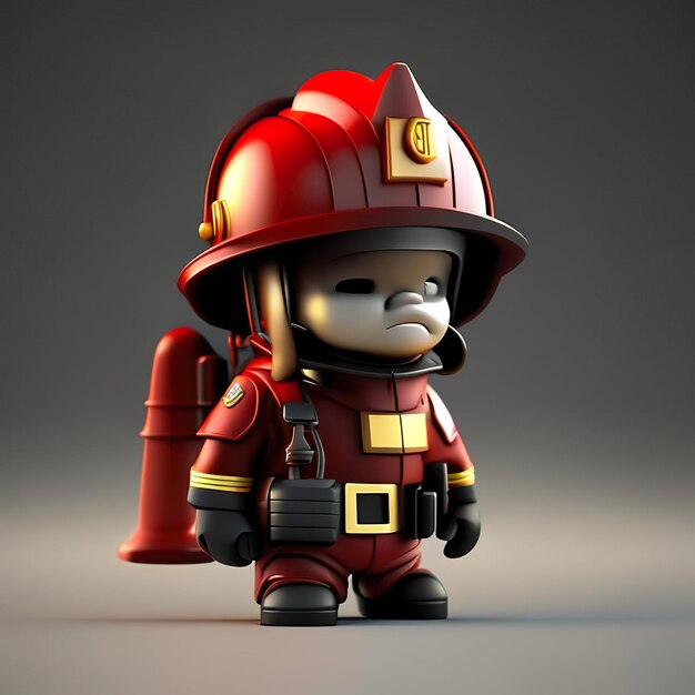 Foto brandweerman personage met uniform en helm in 3d generative ai