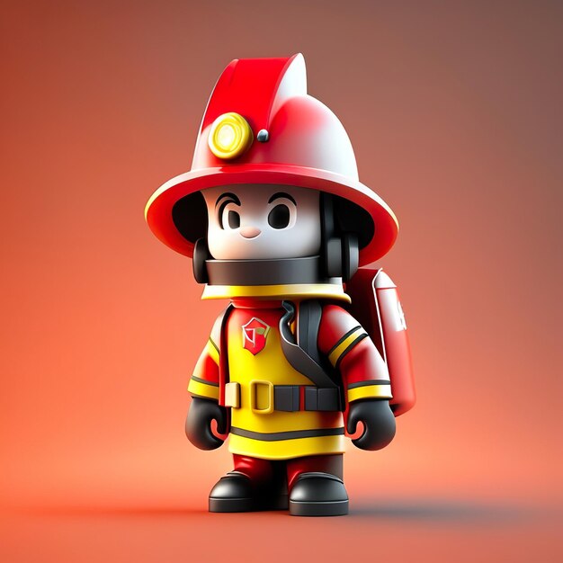 Brandweerman personage met uniform en helm in 3D Generative AI