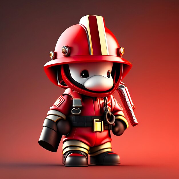 Brandweerman personage met uniform en helm in 3D Generative AI