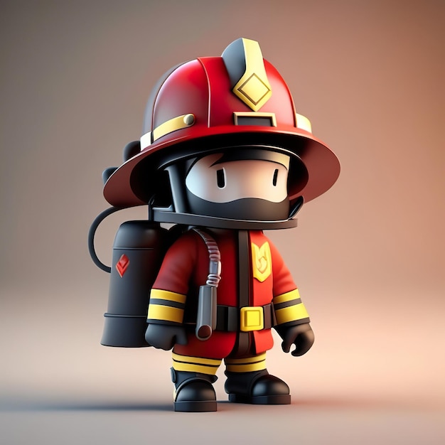 Foto brandweerman personage met uniform en helm in 3d generative ai