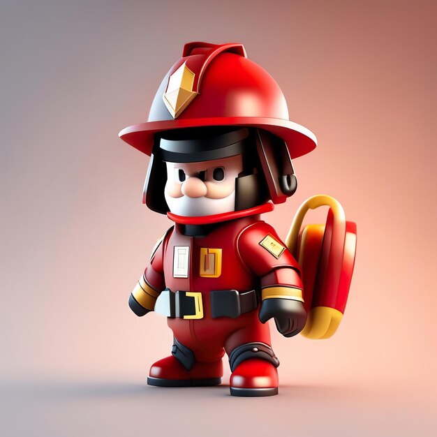 Foto brandweerman personage met uniform en helm in 3d generative ai