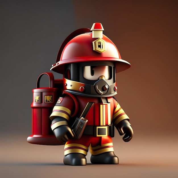 Brandweerman personage met uniform en helm in 3d generative ai