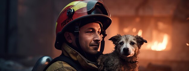 Brandweerman redt hond uit brandend gebouw