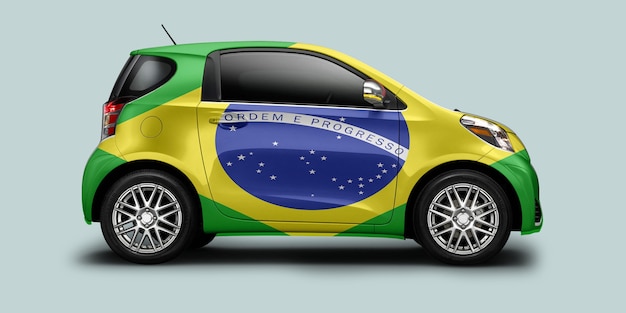 Brasil Car with Brasil Flag