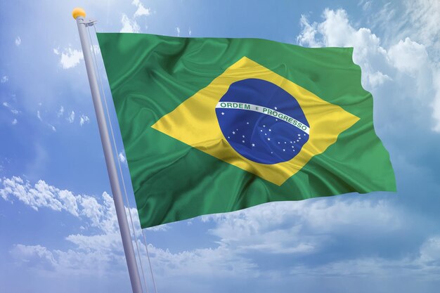 Brasil flag on the sky background