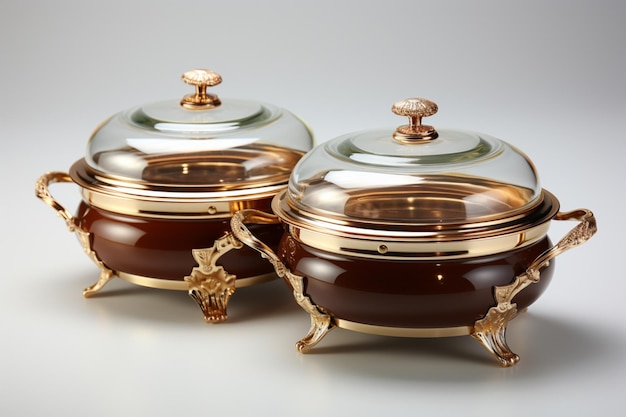 Photo brass chafing dishes