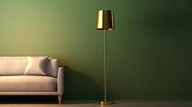 Brass floor lamp in living room Idea for interior design Generative Ai