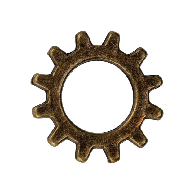 Photo brass gear on a white background