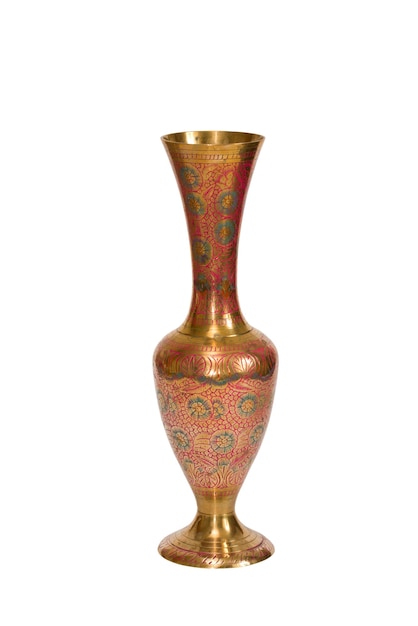 Brass stamped vase isolated