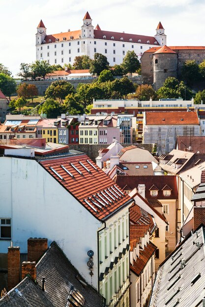 Bratislava castle and Bastova street in old city