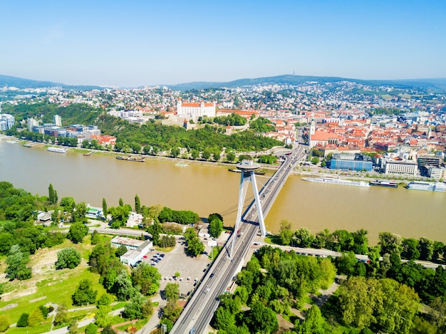 Bratislava city aerial panoramic view. Bratislava is a capital of Slovakia.