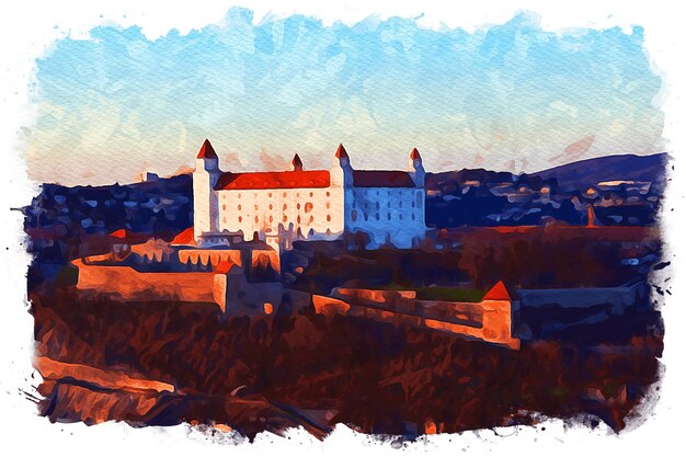 Photo bratislava slovakia beautiful watercolor landscape