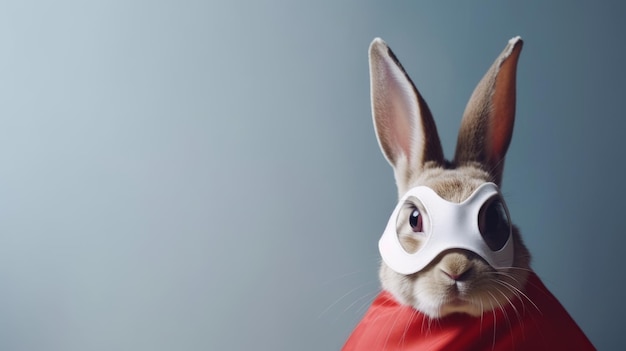 The Brave Bunny Rabbit in a Hero's Mask and Cloak Embarks on an Epic Adventure