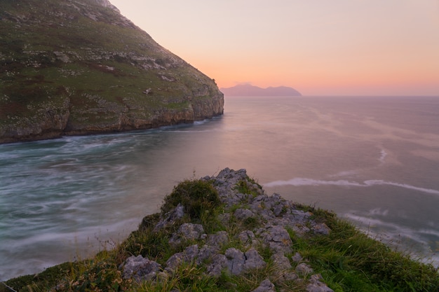 Brave coast from Cantabria next to the towns of Sonabia, Oriñon and Islares, at Spain. 