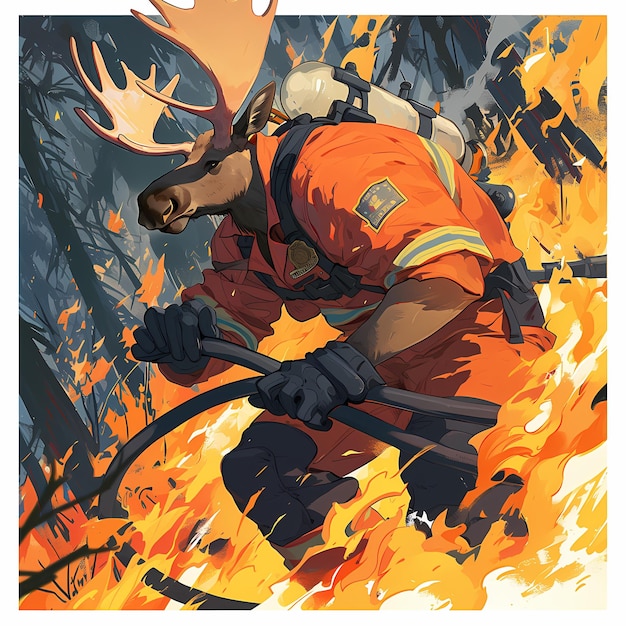 Brave Hero Battling Wildfires