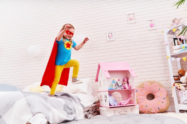 Brave little girl jumps out of bed