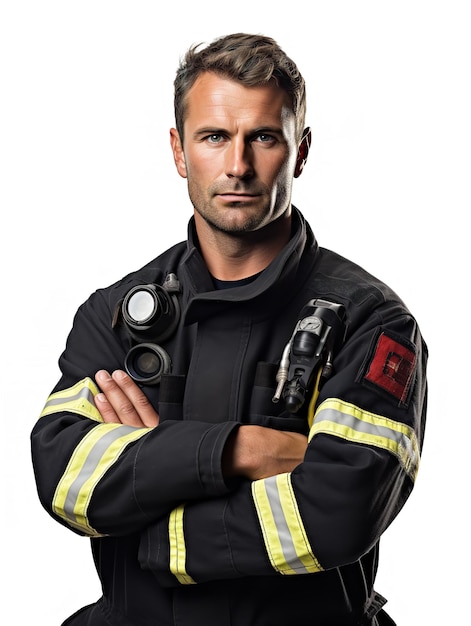 Brave Male Firefighter in Action AI Generated