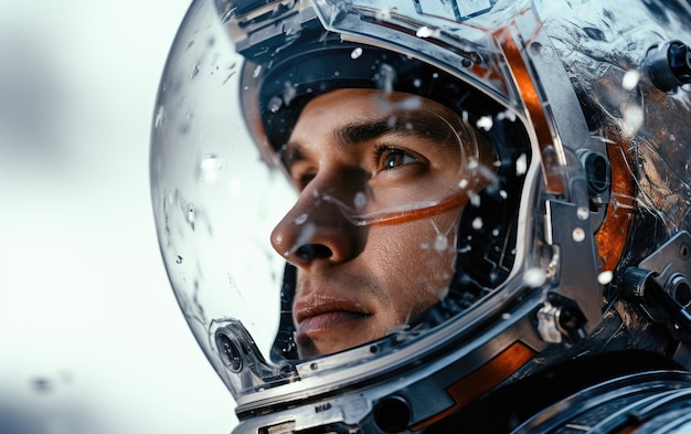 Brave Man in Space Suit geïsoleerd op een witte achtergrond