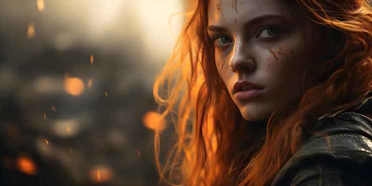 Photo brave orangehaired warrior showcasing solo leveling skills with warrio concept fantasy warrior solo leveling skills brave