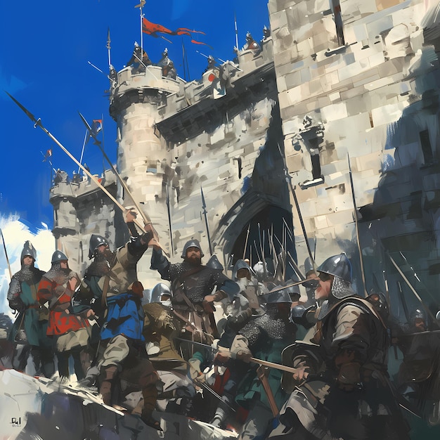 Brave Warriors Storming Ancient Fortress