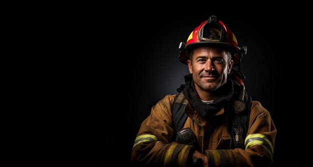Храбрость воплотила уверенного в себе пожарного в гиперреалистичной полной экипировке, посвященной службам быстрого реагирования.