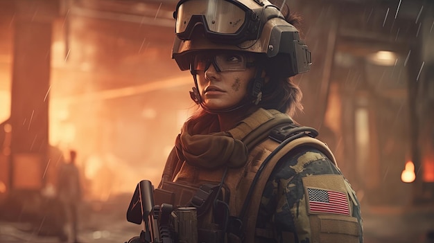 Bravery soldier digital art illustration Generative AI