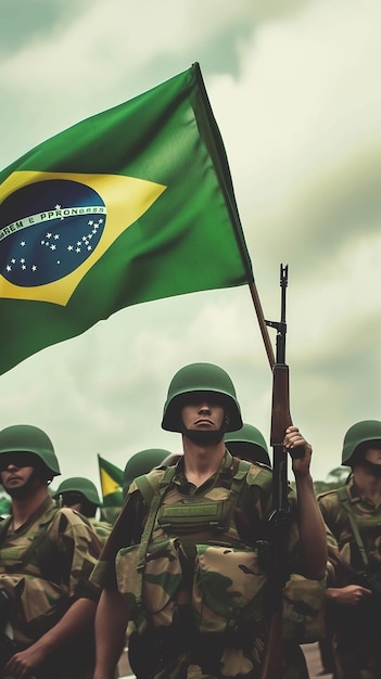 Brazil Army with Brazil flag