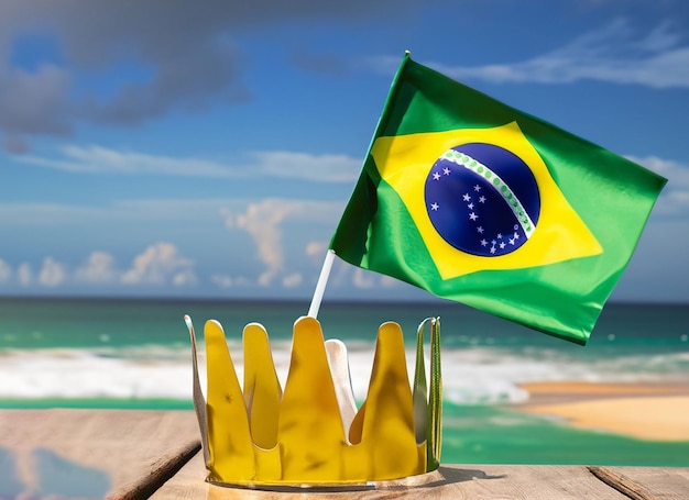 Brazil flag crown