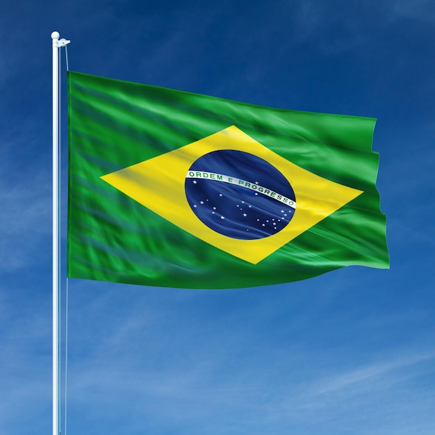 Brazil Flag on Flagpole