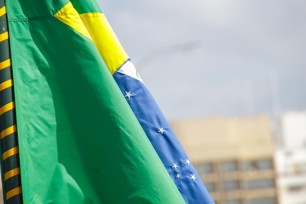 Brazil flag outdoors in rio de janeiro Brazil